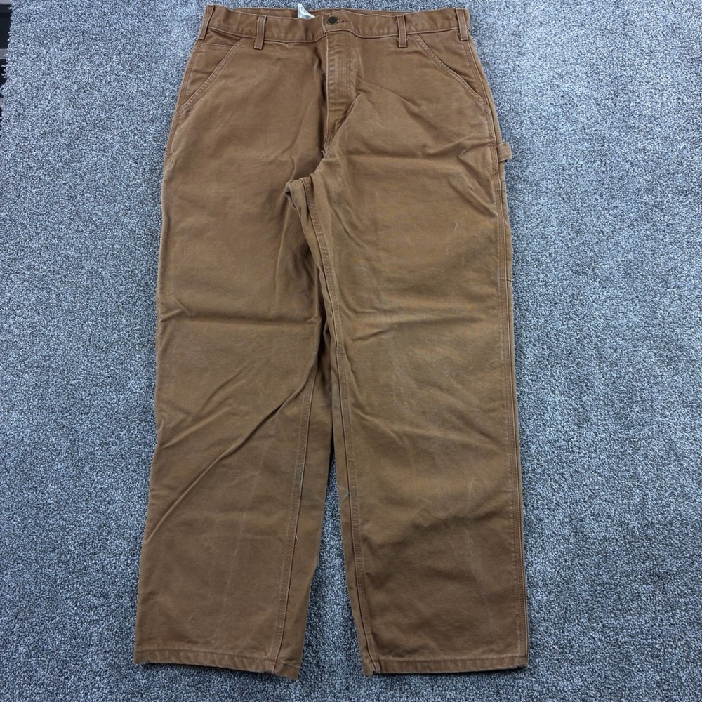 Vintage Carhartt Carpenter Pants Mens 36x30‎ Brown Heavy Canvas Workwear B11 BRN